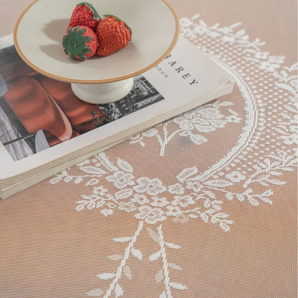 Modern Simple Lace Tablecloth Decorative Cover Napkin Tea Table Village White Jacquard Photo Background Cloth