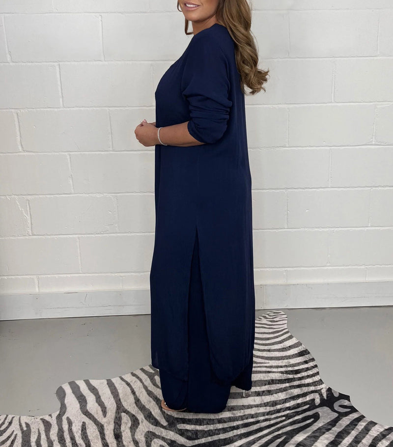 🔥Buy 2 save 20%-Casual 2 Pieces Suit With Long Top & Matching Trouser